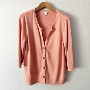 J. Jill Notch Neck 3/4 Sleeve Cardigan Sweater Women's Size XL light orange